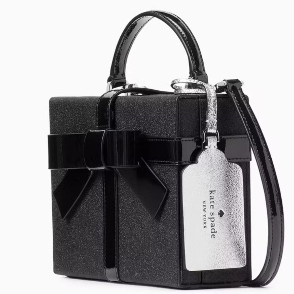 Kate Spade Wrapping Party Gift Box Glittering Crossbody Handbag Black - Picture 4 of 15